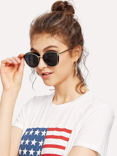 Metal Frame Cat Eye Sunglasses