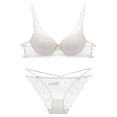 Varsbaby summer female deep v bra sexy lace push up sexy bra sets suit for women