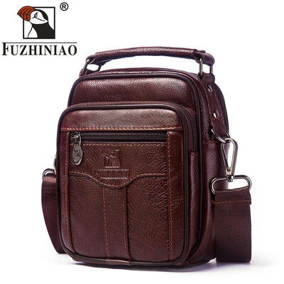 Genuine Cow Leather Messenger Bag, Men Handbag, Chest Crossbody Shoulder Bag, Business Small Male Bolsas Sac Brown
