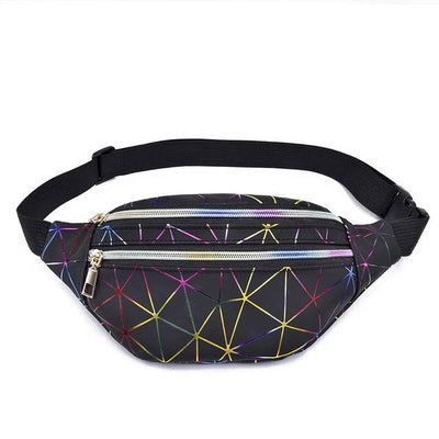 Holographic Waist Bag, Female Belt Bag, Geometric Waist Pack, Laser Chest Phone Pouch