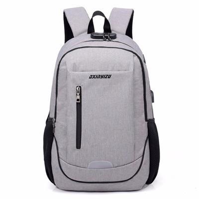 SNUGUG USB Smart Backpack Men School Backbag Canvas Travel Daypacks Solid Backpack Student Bookbags For Mochila Computer Bag Boy
