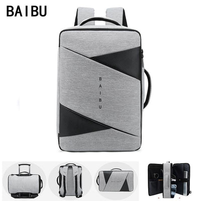 BAIBU Men Backpack Male Business Laptop 15.6 Inch Bag Outdoor Travel USB Charging Mochila Manager Smart Anti Theft Backpacks Bag